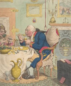 質素な食事を楽しむ禁酒、1792 年 7 月 28 日、1792 年 7 月 28 日。 作： James Gillray