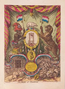 フランスの腕、パブ。 1805年（手彩色彫刻） 作： James Gillray