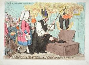 A Tuns Breechesの司教; -House of Officeを浄化するFlaming Eveque！フランスとイギリスの愛国者には、聖使徒の使命の燃える熱意のこの表現、そして 作： James Gillray