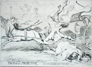 1788年にS.W.Foresが出版した「フェートンの落下」（エッチング） 作： James Gillray