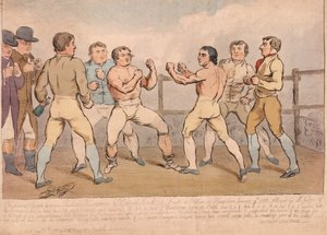 リチャードハンフリーズとダニエルメンドーサの有名な戦い、1788年1月9日、パブ。 1788（手彫り彫刻） 作： James Gillray