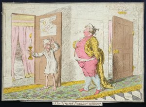 1796年にハンナハンフリーによって発行されたグランドシグニチャーの引退（手塗りのエッチング）