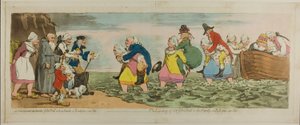 ジョン・ブル卿とその家族の上陸、ブローニュ・シュル・メール 作： James Gillray
