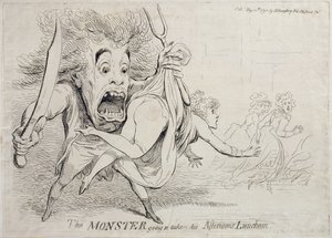 1790年にハンナハンフリーによって出版された彼の午後の昼食会を取る予定のモンスター
