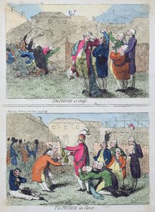 1787年にS.W.Foresが出版した「草原の王子」と「クローバーの王子」（手彩色のエッチング） 作： James Gillray