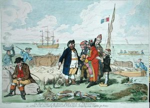 ハンナ・ハンフリーが1795年に出版した「The Real Cause of the Present High Price of Provisions」（手彩色の銅版画） 作： James Gillray