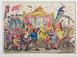 共和党の攻撃、1795年にハンナハンフリーによって公開（手描きのエッチング）