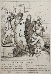 ウィリアムハンフリーによって1780年に出版された州のティンカー 作： James Gillray