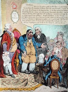 The Worn Out Patriot, or The Last Dying Speech of the Westminster Representative at the Anniversary Meeting on Oct 10th 1800, held at the Shakespeare Tavern, Hannah Humphrey published by 1800 (hand-colored etching) 作： James Gillray
