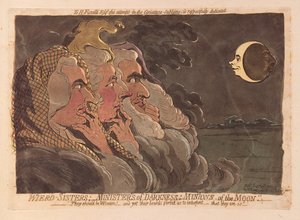 奇妙な姉妹：闇の大臣：月の手先、パブ。 1791年（手描きの彫刻）