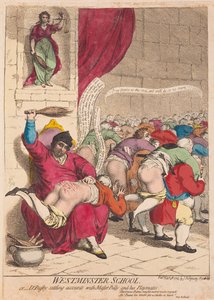 Westminster SchoolまたはDr BusbyがMaster Billyと彼のPlaymates、パブでアカウントを決済します。 1785（手書きの彫刻）