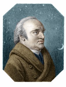 星空を背景にしたウィリアム・ハーシェル (1738 - 1822) の肖像 - ジェームズ・ゴドビーによる銅版画より 作： James Godby