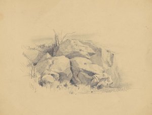 1839年の岩石（紙の上にグラファイト） 作： James Goodwin Clonney