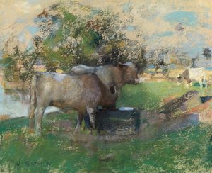 牧草地（紙にパステル） 作： James Guthrie