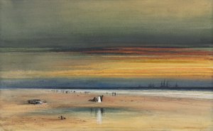 夕暮れ時のビーチシーンc。 1865-1870。