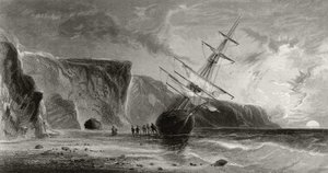 エリシャケントケイン博士（1820-57）による「北極圏探検1853、54、55年」第1巻からG.ウルマンによって刻まれた9月の真夜中、フィラデルフィア、1856年