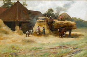 スコティッシュファームの脱穀、1884 作： James Hamilton