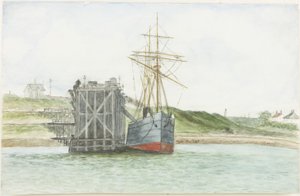 アルバートエドワードドック。 SSウィルカーンマン（水彩、ボディカラー、紙に鉛筆） 作： James Henry Cleet