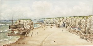 マースデンロックで座礁（水彩画、ボディカラー、鉛筆、カードに紙） 作： James Henry Cleet