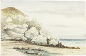マースデン近郊のダラム海岸（水彩、ボディカラー、カードに鉛筆で鉛筆） 作： James Henry Cleet