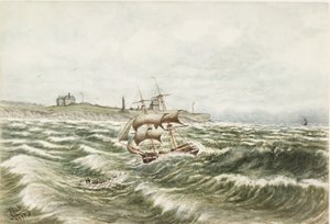 タインマウスを救出（紙に水彩とボディカラー） 作： James Henry Cleet