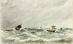 タイン沖の嵐（紙に水彩とボディカラー） 作： James Henry Cleet