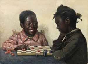 無題 チェッカーをする二人の子供 19世紀末～20世紀初頭