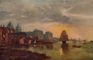 川からのグリニッジ病院、1854年、1935年 作： James Holland