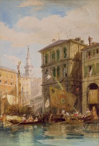 パラッツォデイカメルリンギ、ベニス、c.1835-55（鉛筆と水彩） 作： James Holland