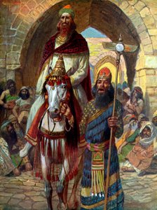 モルデカイの勝利 J・ジェイムズ・ティソ著 - 聖書 作： James Jacques Joseph (after) Tissot