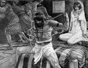 Samson breaks his cords by J James Tissot - Bible