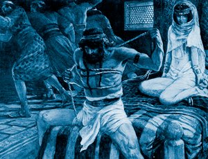 Samson breaks his cords by J James Tissot - Bible 作： James Jacques Joseph (after) Tissot