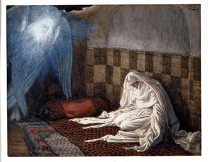 受胎告知、キリストの生涯の挿絵、1886-96年（板紙にガッシュ） 作： James Jacques Joseph Tissot