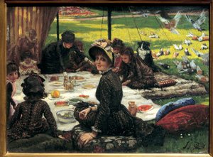 芝生の上での朝食 家族のピクニック風景ジャック・ジョセフ(Jacques-Joseph) Tissot dit James Tissot (1836-1902)の絵画 作： James Jacques Joseph Tissot