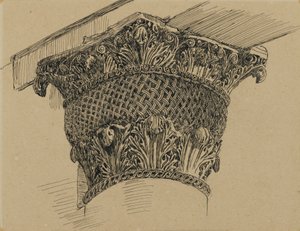 エルアクサのモスクの首都、「私たちの主イエスキリストの生涯」のイラスト、1886年-94年（ボードに取り付けられた紙にペンとインク） 作： James Jacques Joseph Tissot