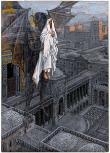 キリストが神殿のピナクルに生まれた、「キリストの生涯」のイラスト、1884-96年（板紙にトイレとガッシュ） 作： James Jacques Joseph Tissot