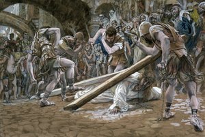 十字架の下のキリストの滝、「キリストの生涯」のイラスト、1884-96年（板紙にトイレとガッシュ） 作： James Jacques Joseph Tissot