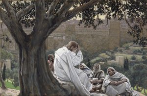 神殿の滅亡を予告するキリスト、「キリストの生涯」の挿絵、1886-94年（板紙にトイレとガッシュ） 作： James Jacques Joseph Tissot