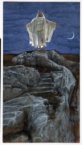 祈る山へ一人で出て行くキリスト、キリストの生涯の挿絵、1886-94年（板紙にトイレとガッシュ） 作： James Jacques Joseph Tissot
