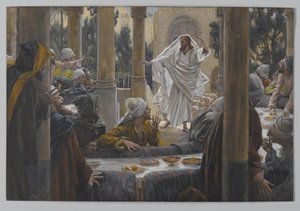 パリサイ人に対する呪い、私たちの主イエス・キリストの生涯からの挿絵、1886-96（紙の黒鉛の上にトイレ） 作： James Jacques Joseph Tissot