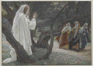 イエスは聖女に現れます、「私たちの主イエスキリストの生涯」のイラスト、1886年から94年（紙の黒鉛の上にトイレ） 作： James Jacques Joseph Tissot