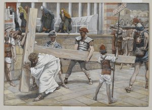十字架を負うイエス、私たちの主イエスキリストの生涯のイラスト、1886-94年（紙の黒鉛の上にトイレ） 作： James Jacques Joseph Tissot