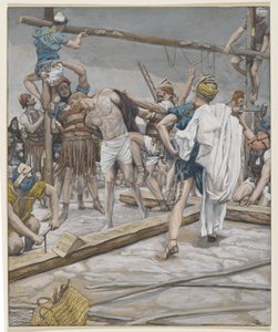 衣服を脱いだイエス、私たちの主イエス・キリストの生涯からの挿絵、1886-94年（紙の黒鉛の上にトイレ） 作： James Jacques Joseph Tissot