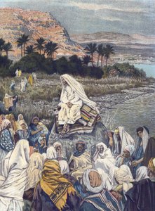 Jesus Teaches on the Shore - Jesus Teaching on the Sea-Shore - from "The Life of Our Lord Jesus Christ" - 1899 by James Tissot - The Life of Our Lord Jesus Christ, by Jacques Joseph (Jacques Joseph) Tissot dit James Tissot (1836-1902)