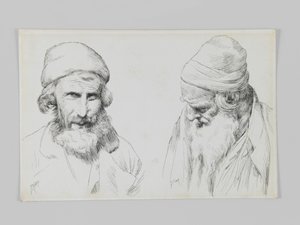 ユダヤ人とイエメン人、エルサレム、私たちの主イエスキリストの生涯のイラスト（ペン＆織り紙にインク） 作： James Jacques Joseph Tissot