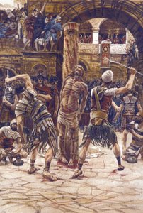 La flogging du visage - The Scourging of the Face - from "The Life of Our Lord Jesus Christ" - 1899 by James Tissot - La vie de notre seigneur Jesus Christ, by Jacques Joseph (Jacques-Joseph) Tissot dit James Tissot (1836-1902) 作： James Jacques Joseph Tissot