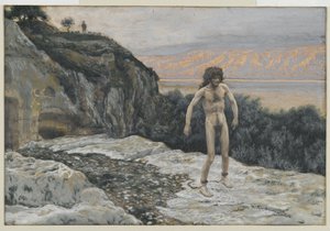 私の名前はレギオンです。私たちの主イエスキリストの生涯からのイラストです（紙のグラファイトの上にWC）