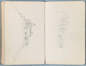 1880年代後半の私たちの主イエス・キリストの生涯のためのスケッチのアルバムのページ（グラファイトと紙に洗う） 作： James Jacques Joseph Tissot