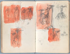1880年代後半の私たちの主イエス・キリストの生涯のためのスケッチのアルバムのページ（グラファイトと紙に洗う）