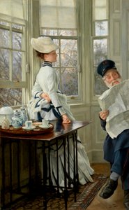 ニュースを読む、1874 作： James Jacques Joseph Tissot